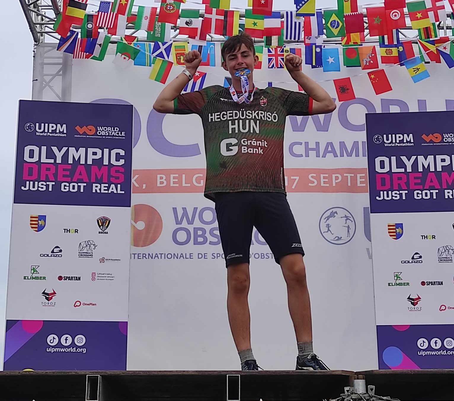 A székesfehérvári Hegedűs-Krisó Dénes az Akadály-UIPM OCR világbajnokságon